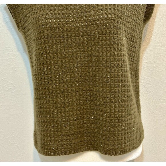 Lafayette 148 New York Size S Cashmere Gold Thread Open Knit Sweater Vest Luxury - Picture 3 of 10